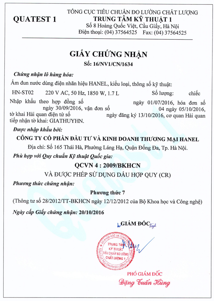 Giấy chứng nhận hàng hoá